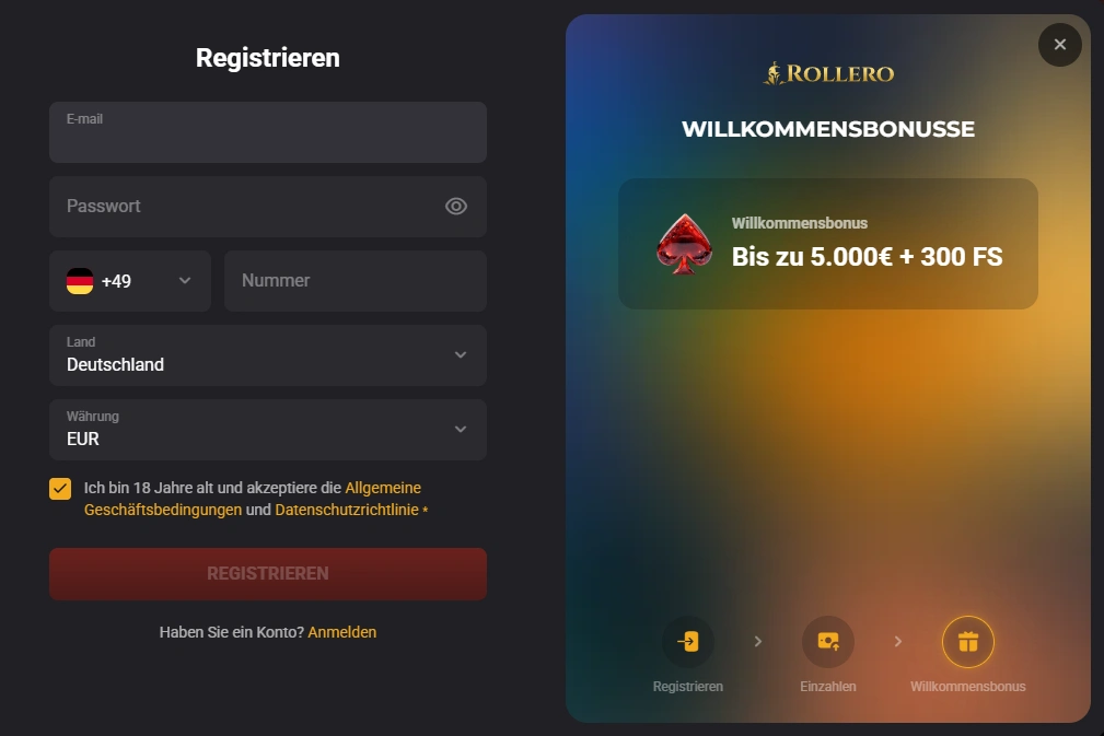rollero casino registrierung