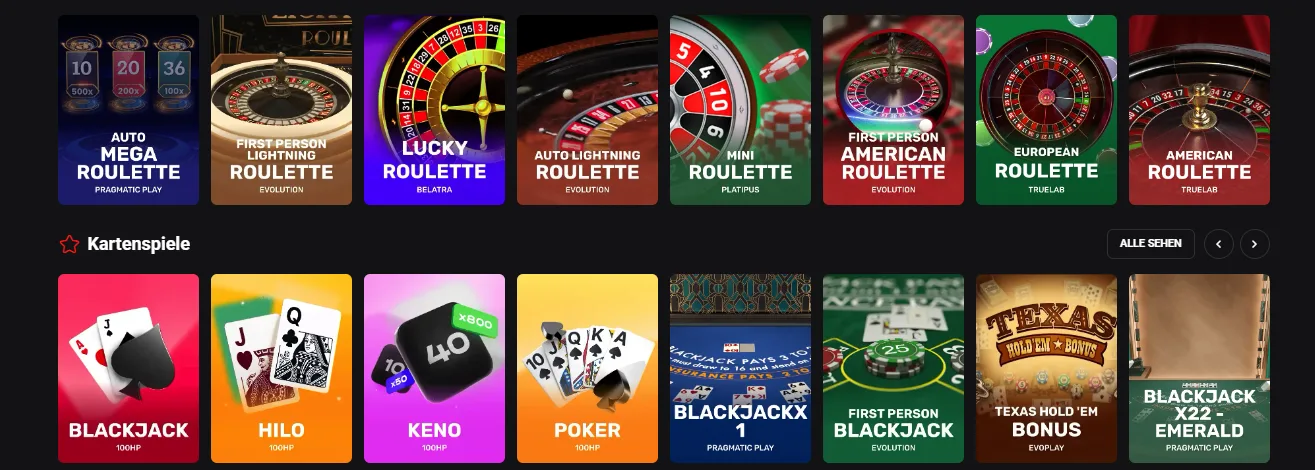 rollero casino tischspiele